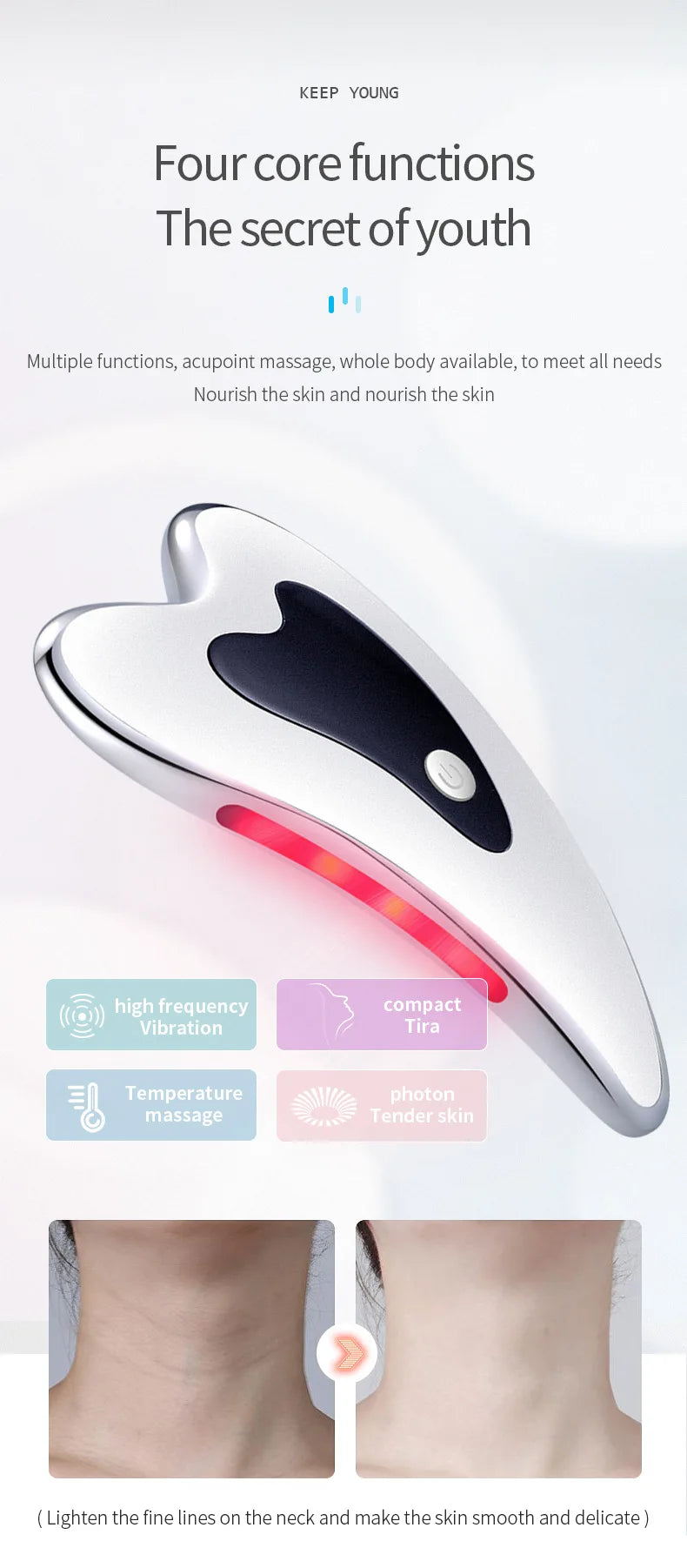 4 in 1 Electric Gua Sha Face Massager Heated Vibration Facial Scraping Tools Anti Wrinkles Double Chin Skin Face Lifting Device