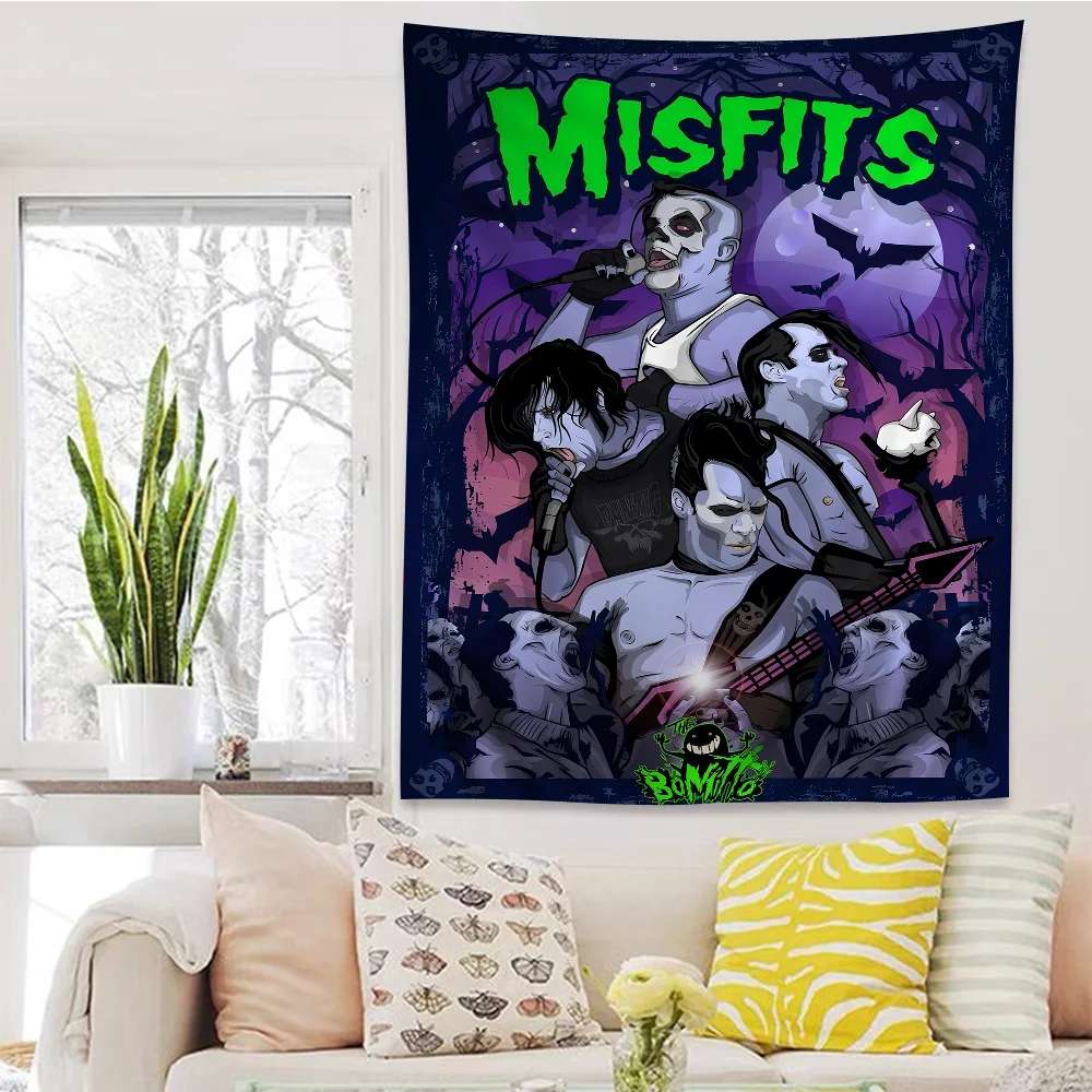 Misfits Hot Poster Horror Punk Rock Music Printed Large Wall Tapestry Hanging Tarot Hippie Wall Rugs Dorm Art Home Decor