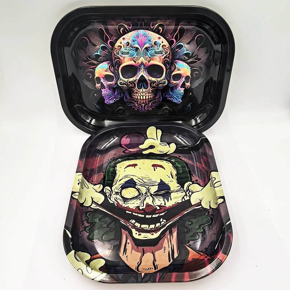 7X5.5inch Metal Tobacco Rolling Tray Multi Cigarette Dish Tin Storage Plate Roller Container 18*14cm Ashtray Rolling Tray