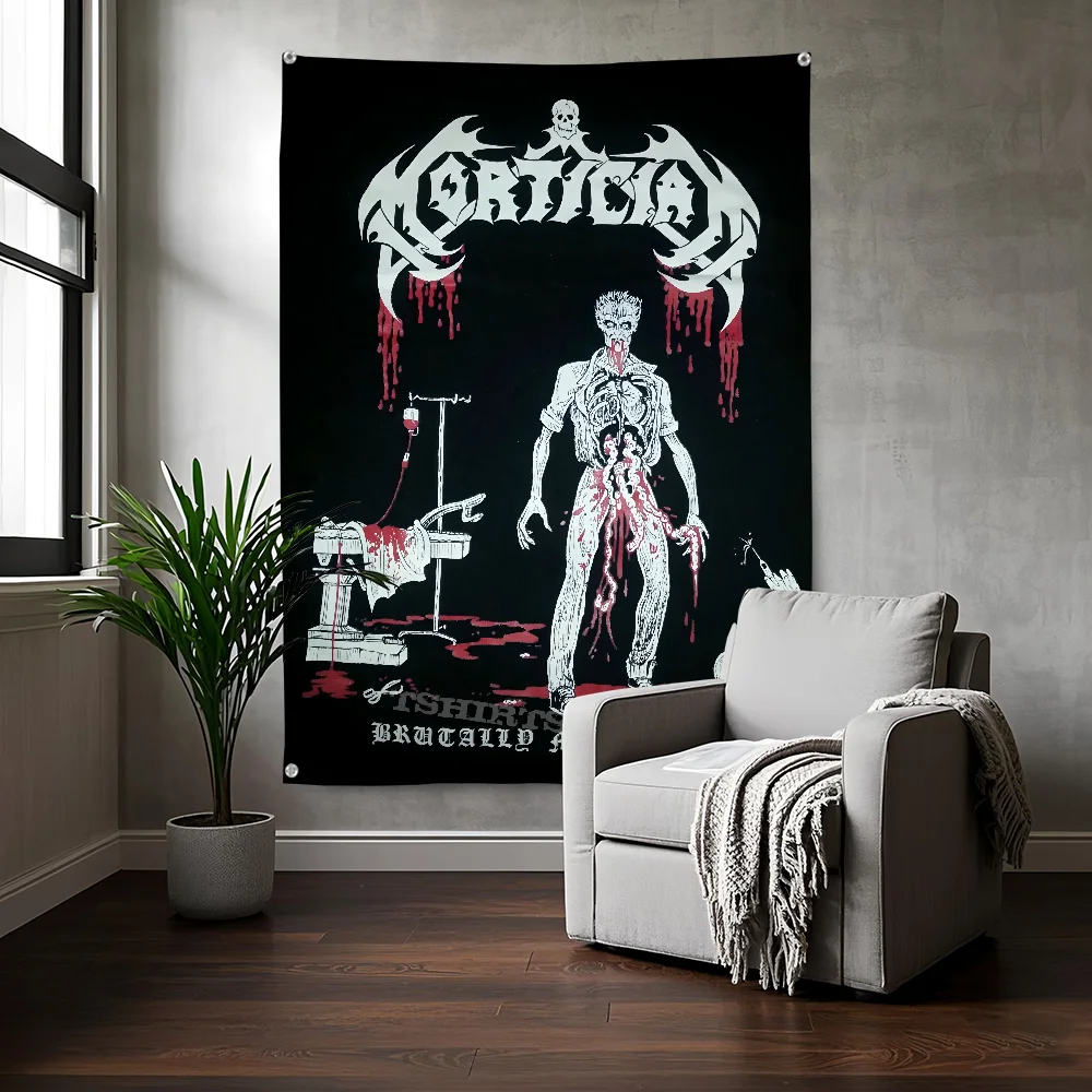 Black Metal Band Logo Wall Tapestry Heavy Rock Gothic Art Decor Bedroom Enhance spatial aesthetics without flagpole Quick Setup