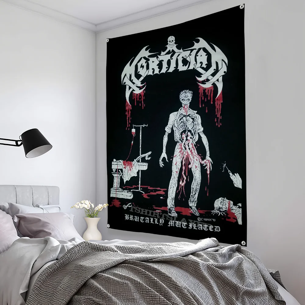 Black Metal Band Logo Wall Tapestry Heavy Rock Gothic Art Decor Bedroom Enhance spatial aesthetics without flagpole Quick Setup