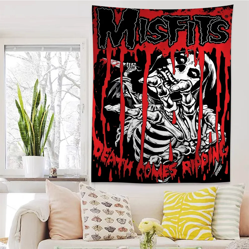 Misfits Hot Poster Horror Punk Rock Music Printed Large Wall Tapestry Hanging Tarot Hippie Wall Rugs Dorm Art Home Decor