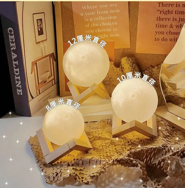 3D Printed Moon Lamp LED 16 Colors Rechargeable Night Light Touch The Moon Children's Night Light Home Decor Birthday Gifts