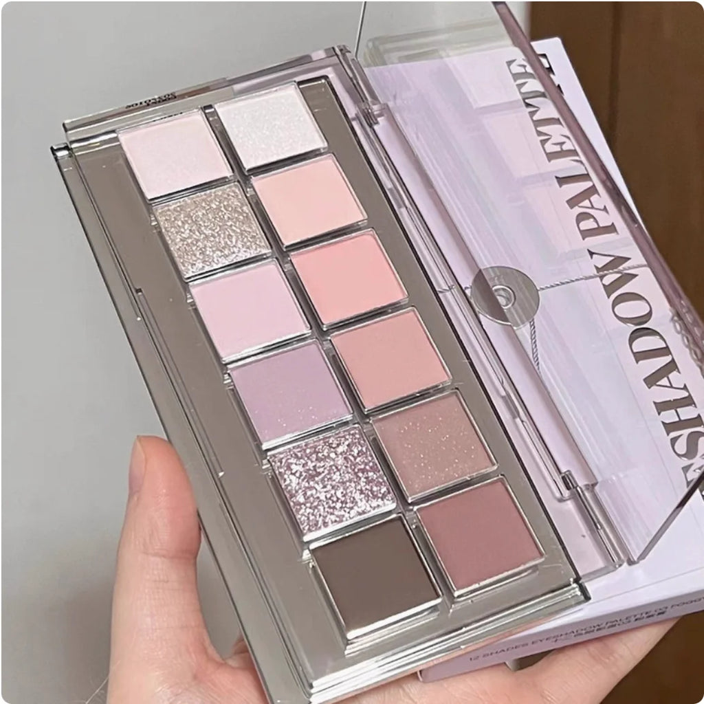 JOOCYEE 12 Shades Eyeshadow Palette Long-lasting Pearlized Gel Smooth High color Soft Matte Texture Eye Makeup Cosmetics