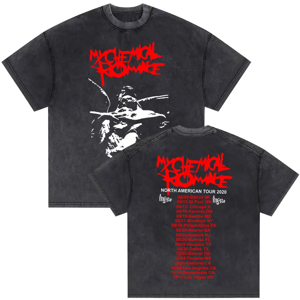 Washed Vintage My Chemical Romance 2007 Tour T Shirt Men Women Parade Punk Emo Rock Band T-shirts Man Fashion Oversized T Shirts
