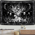 Gothic Skull Tapestry Black and White Skeleton Tapestry Wall Hanging for Bedroom Hippie Eyes Boho Home Decor Trippy Moon Cloth
