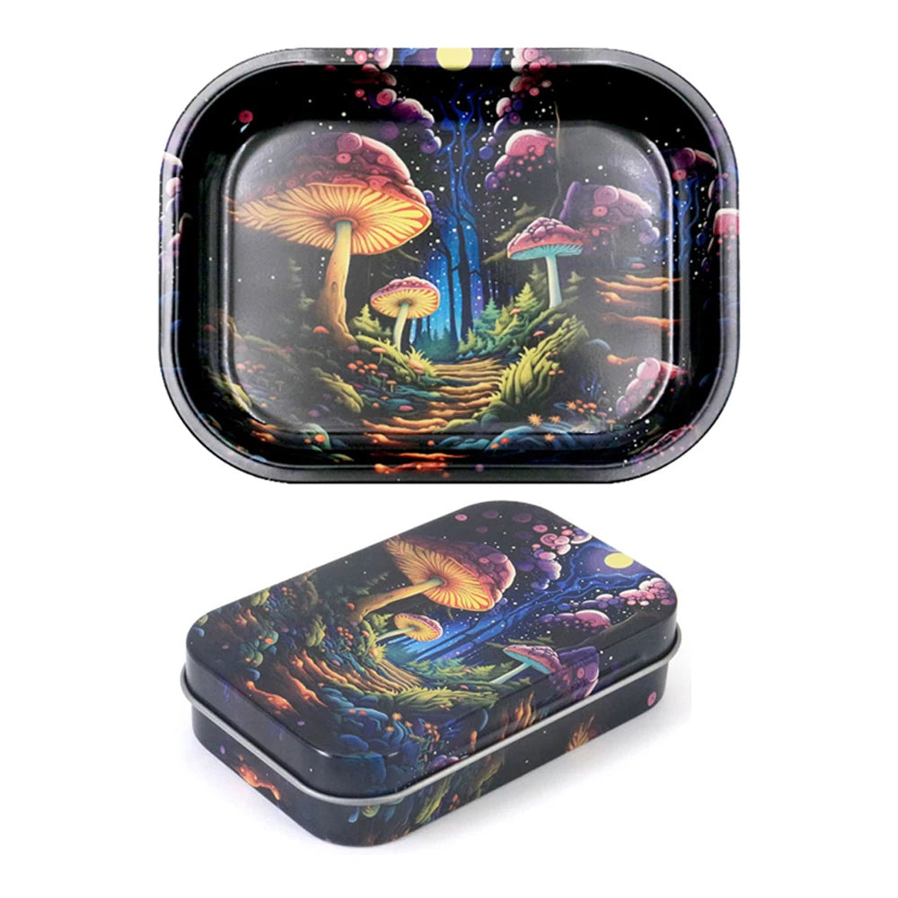 18*14cm Metal Rolling Storage Tray with  TinPlate Storage Box Tobacco Cigarettes Cases Holder Smoking Accessories