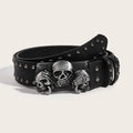 Women Brand Punk Goth Rivet Jeans Belt Men Paw Skull Buckle Waistband Y2K Fashion Decorative Waistband Daily Casual Waist Straps