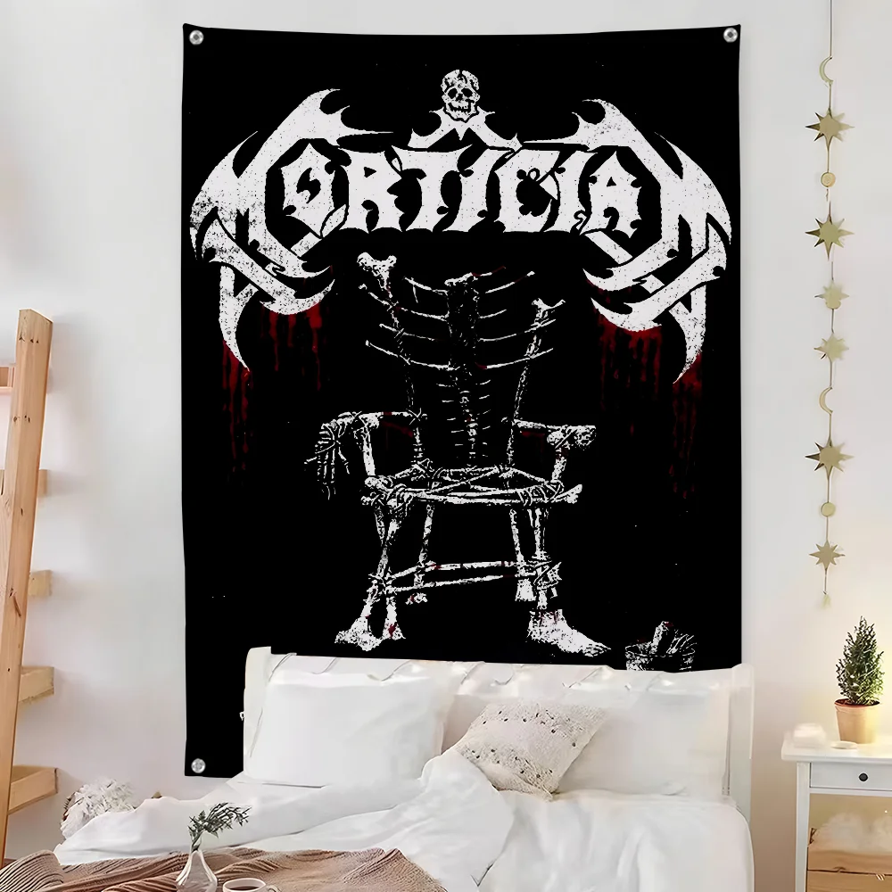 Black Metal Band Logo Wall Tapestry Heavy Rock Gothic Art Decor Bedroom Enhance spatial aesthetics without flagpole Quick Setup