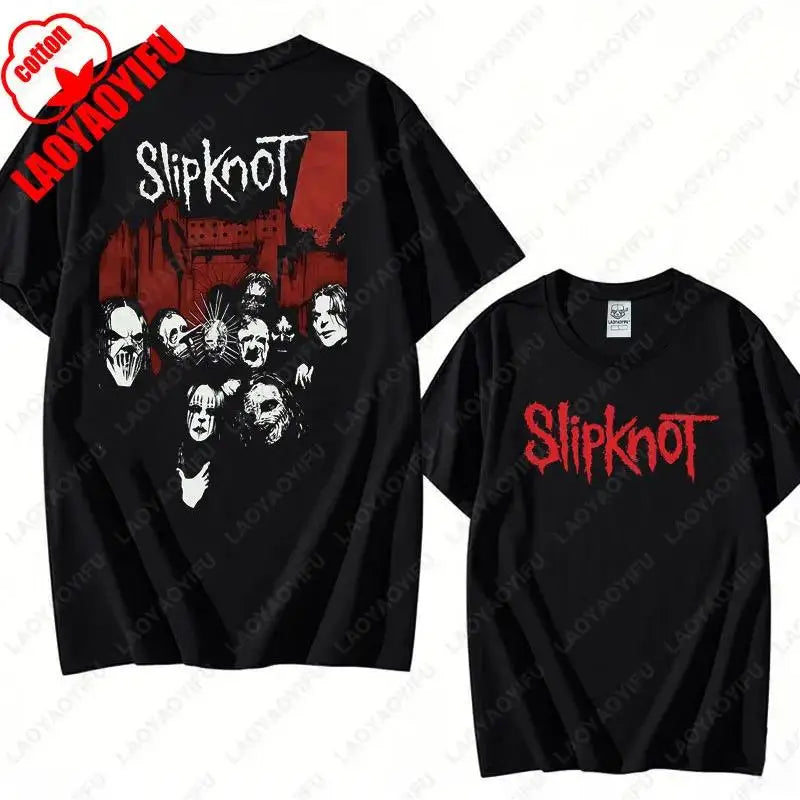 Vintage S-Slipknots Prepare for Hell Tour Black Cotton Tshirt Heavy Metal Rock Band Men Women  Hip Hop Aesthetic Graphic Tshirts