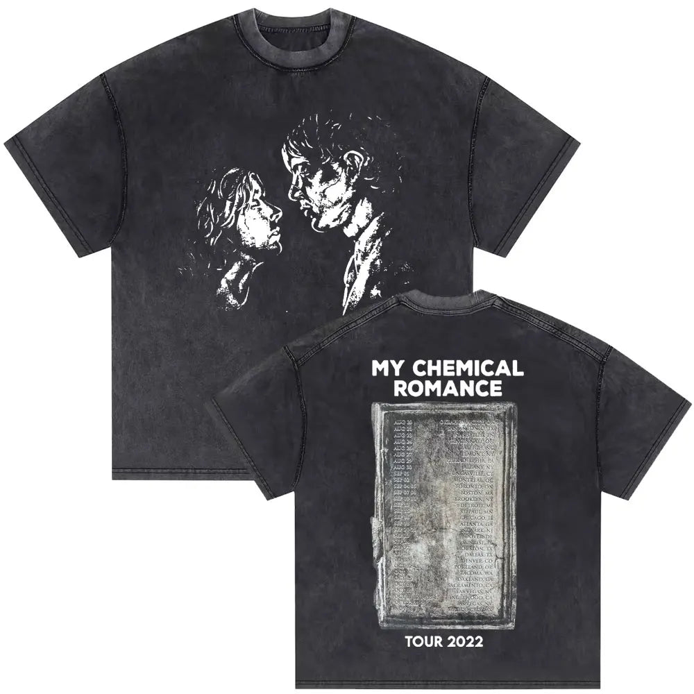 Washed Vintage My Chemical Romance 2007 Tour T Shirt Men Women Parade Punk Emo Rock Band T-shirts Man Fashion Oversized T Shirts