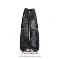 ZHIZOU Summer Women Jean Baggy Wide Fit Ripped Denim Pants Grunge Punk Y2K Hole Japanese Harajuku 2000s American Retro Boyfriend