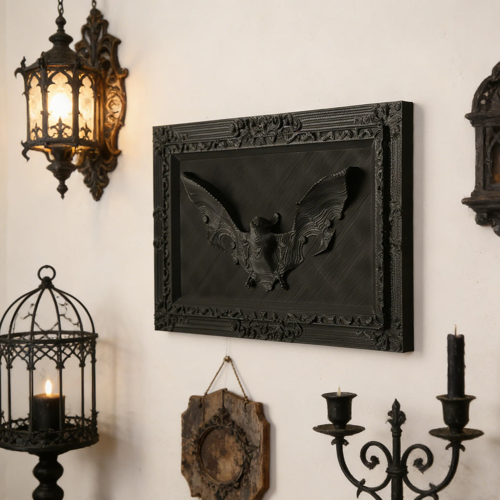 Cross-Border Gothic Dark Style 3D Bat Relief Decorative Frame For Dark Retro-Style Home Wall Decoration Scenario