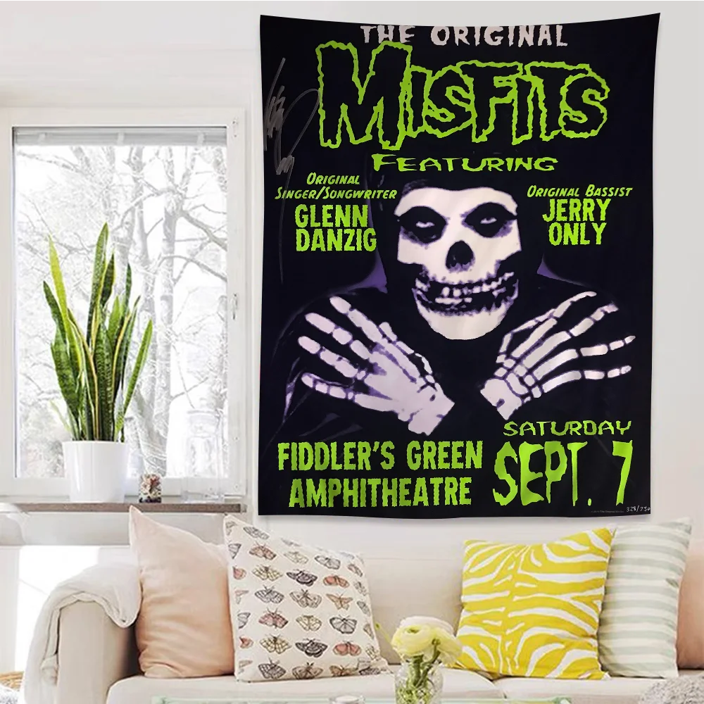 Misfits Hot Poster Horror Punk Rock Music Printed Large Wall Tapestry Hanging Tarot Hippie Wall Rugs Dorm Art Home Decor