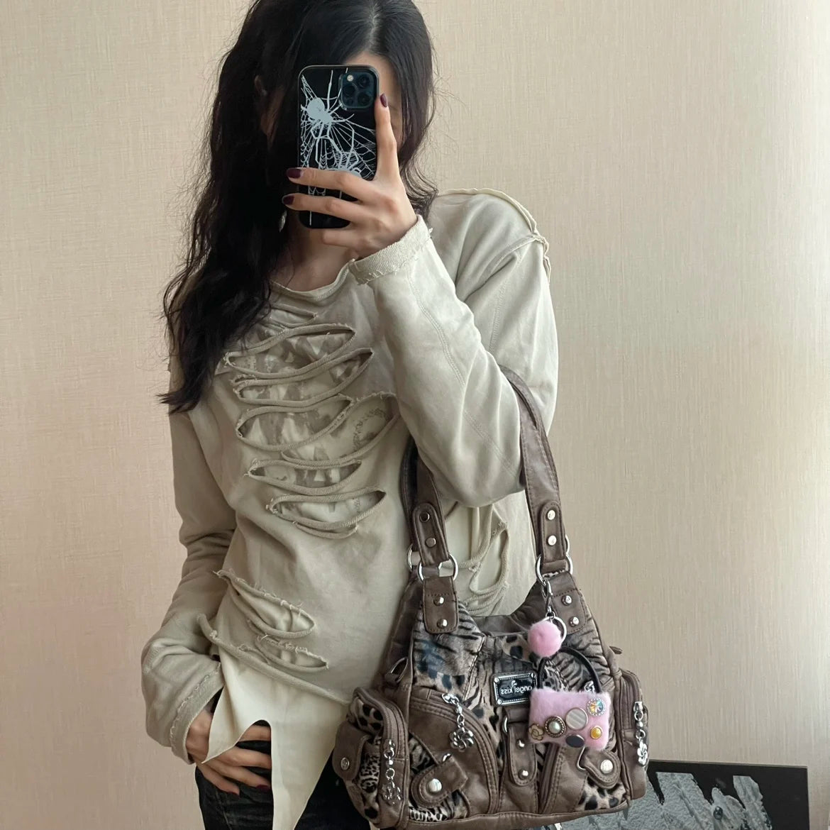 Angel Kiss Soft Tote Bag Women Handbags Small Top-handle Fashion Satchel Multi-Pockets Crossbody Shoulder Bag Hobos Phone Pack