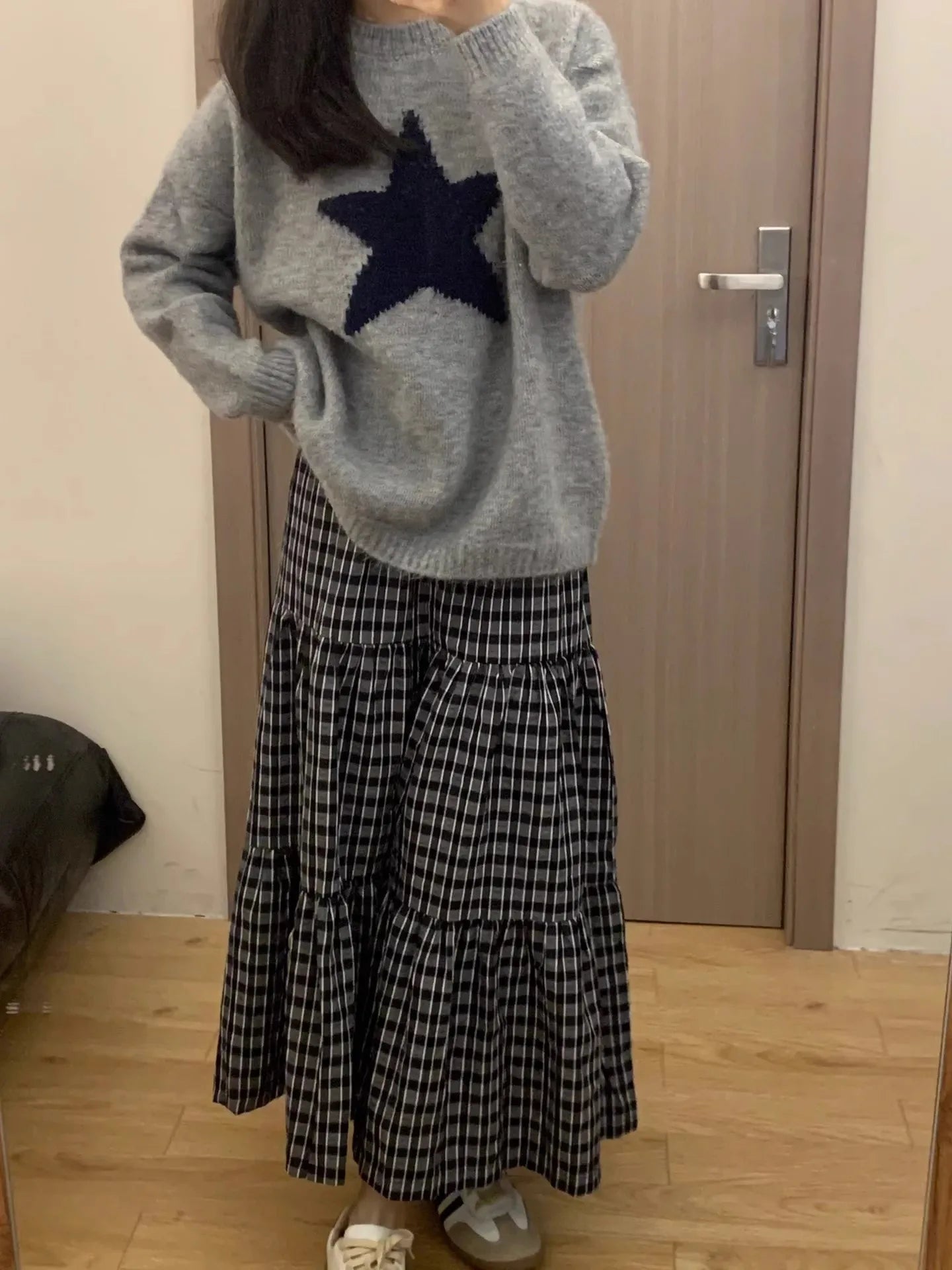 Soft Cozy round Ne Knitted Sweater Women's Loose Fit Autumn Winter Lazy College Sle fiti Print Long Sve Top