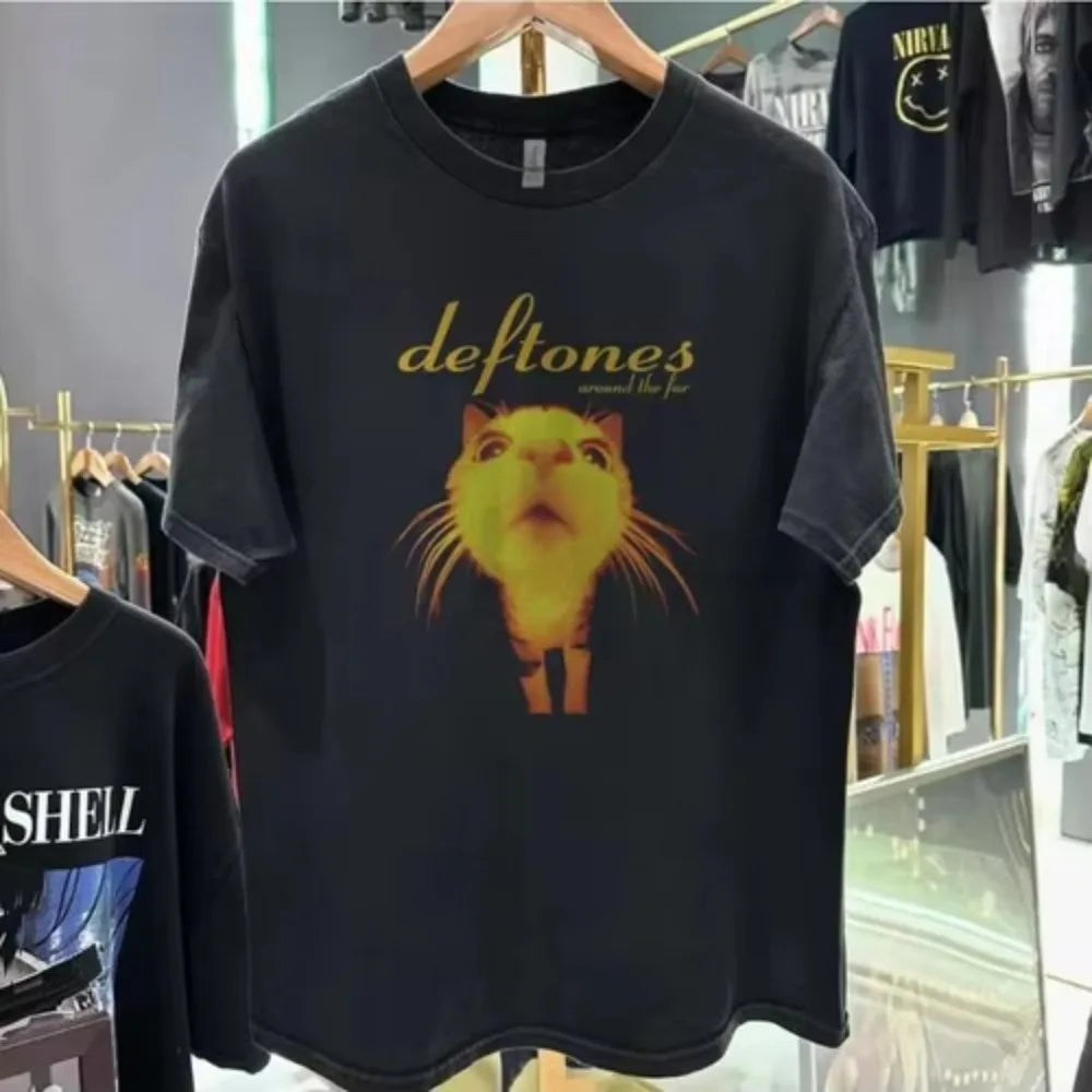 Deftones Around The Fur Men Women Printed T-Shirt Black Band Unisex Cotton Summer Street Harajuku T Shirts