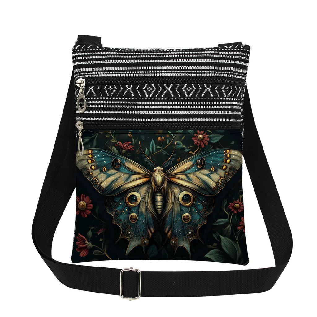 Bohemian-style Moth Unisex Crossbody Bag Adjustable Strap Men's Crossbody Bag Women's Outdoor Shoulder Bag