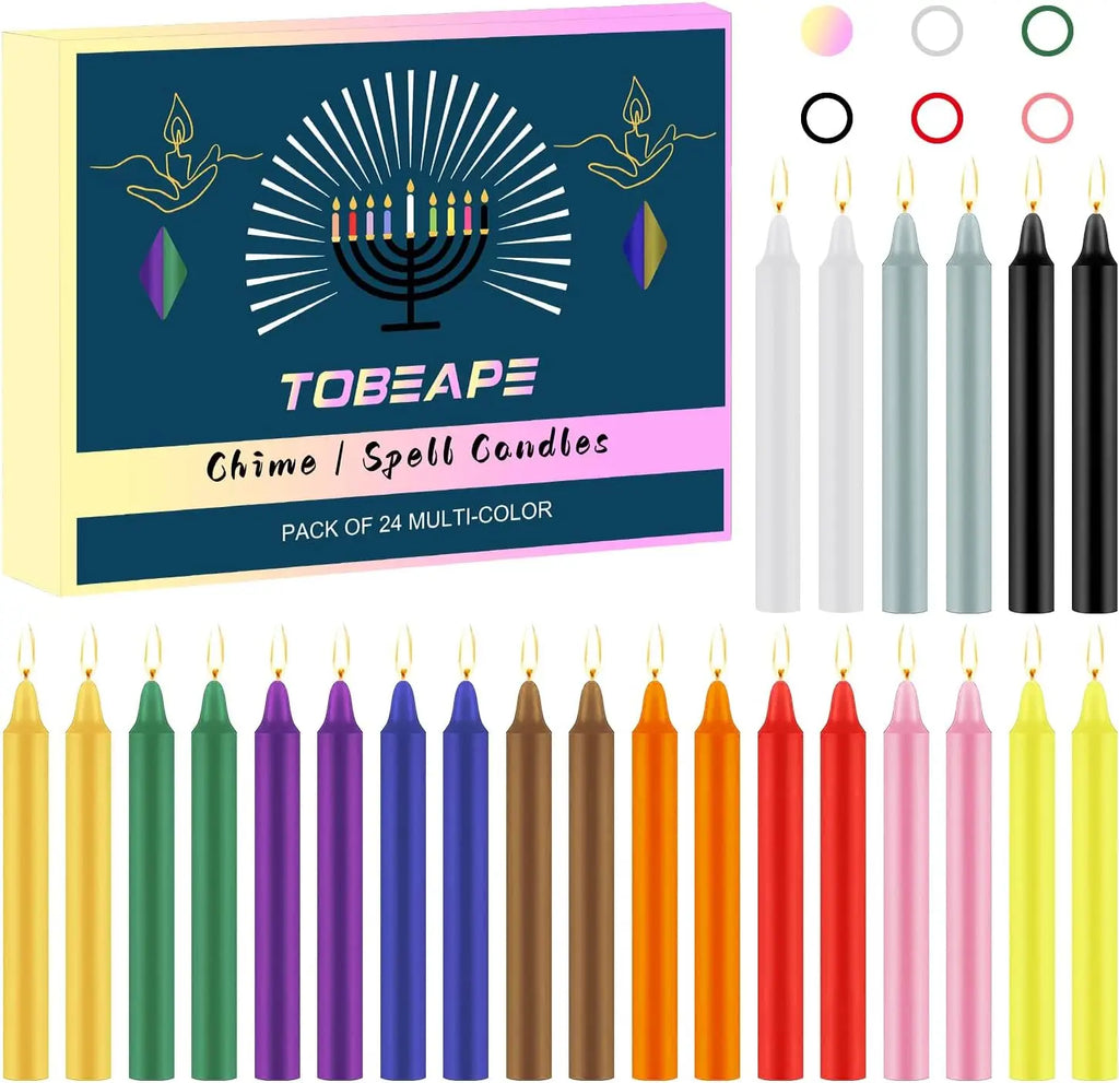24 Pieces of 4-Inch Colored Stick Candles, Drip-Free, Smokeless, Unscented, Household Dinner Candles, Hand-Poured, High-Quality, Suitable for Churches, Homes, Weddings, Parties, Seasonal Celebrations, Emergencies, and Home De