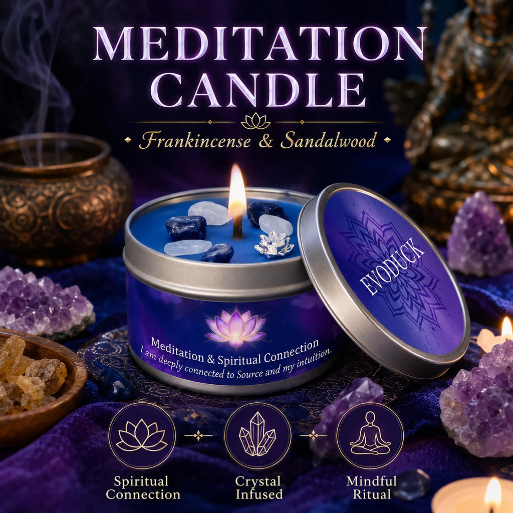 Frankincense Sandalwood Crystal Scented Candle Meditation Spiritual Connection Aromatherapy Candle Yoga Room Decor Gift 3oz Tin