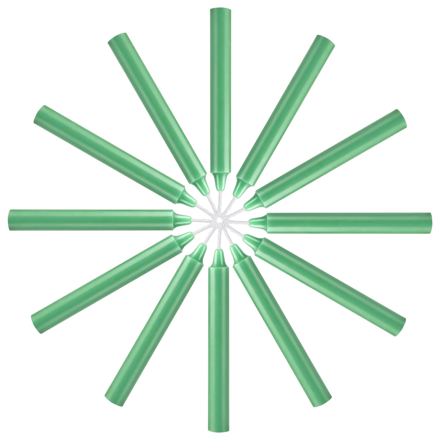 12 Pcs 3.9*0.4In（10.1*1.2Cm） Green Small Stick Candles, No Drip, No Smoke, No Scent, Household Dinner Candles, Hand-Poured, High-Quality, Suitable for Various Places and Holidays.
