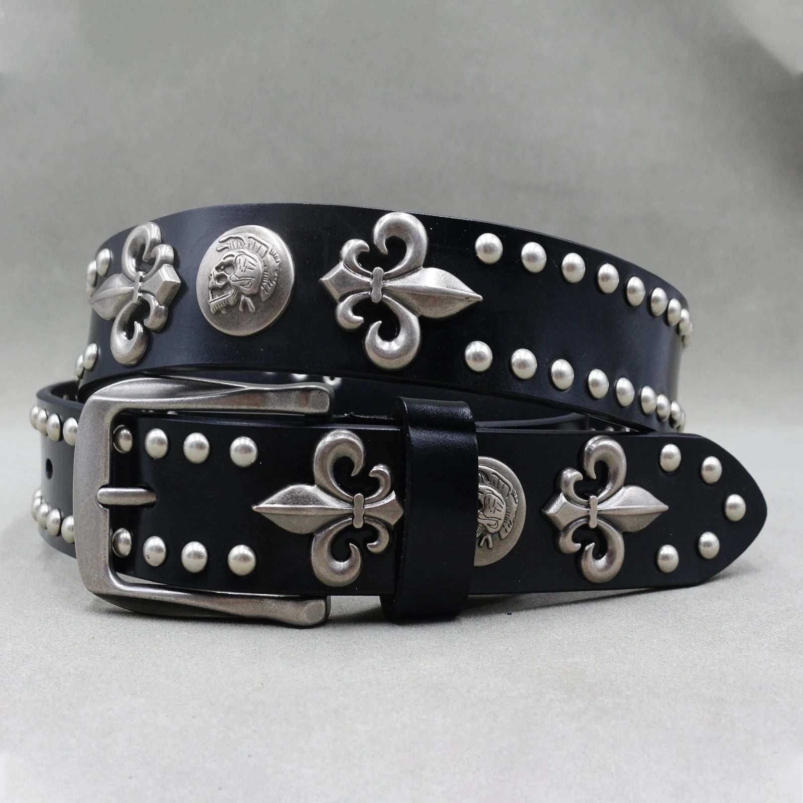 Metal Rivet Belt Luxury Designers Men Rivet Punk Belt Cow Genuine Leather Cintos Masculinos Male Women Rock Hip Hop Strap Waist