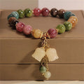 Fashion Colorful Tourmaline Crystal Bracelets for Women Men Light Luxury Orchid Pendant Beaded Bracelet Jewelry Gift