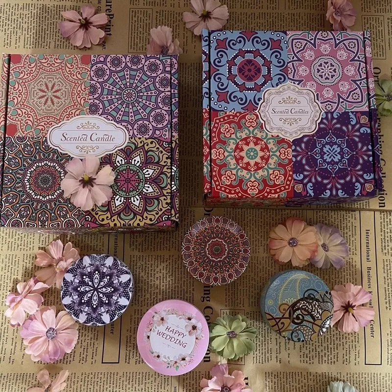 1/4PCS Vintage Scented Candles Soy Wax Candle Jars Flower Fragrance Scent Candle Wedding Ceremony Birthday Gifts Home Decoration