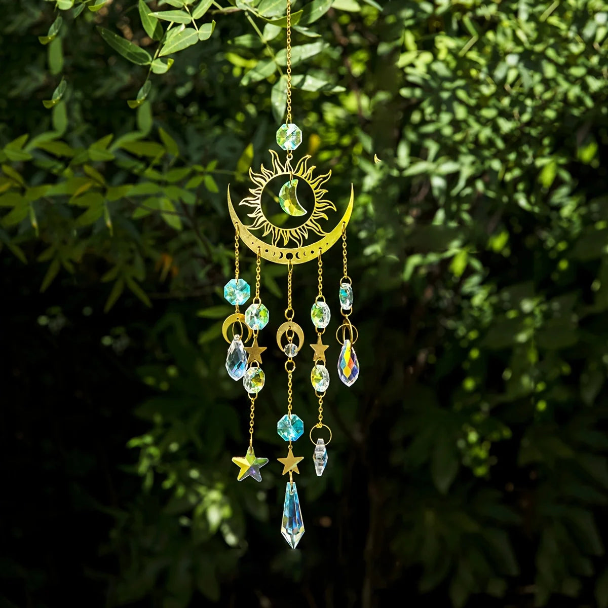 1pc Star Moon Wind Chime Pendant Cross Border Exclusive Crafts Garden Decoration Pendant Sun Catcher