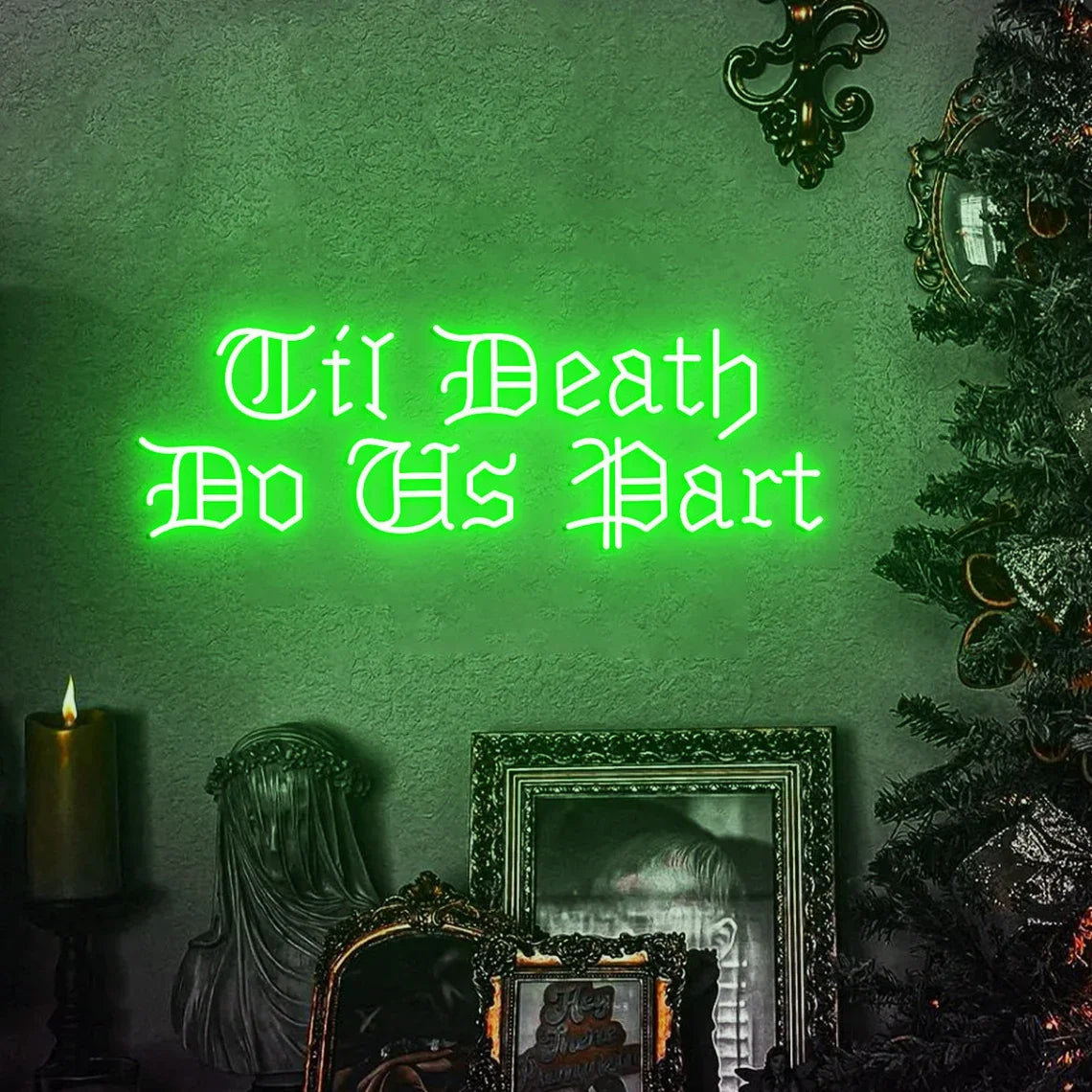 Til Death Do Us Party Gothic Wedding Theme Decor, Romantic Gothic Wedding Backdrop Neon Sign, Gothic Anniversary Gift