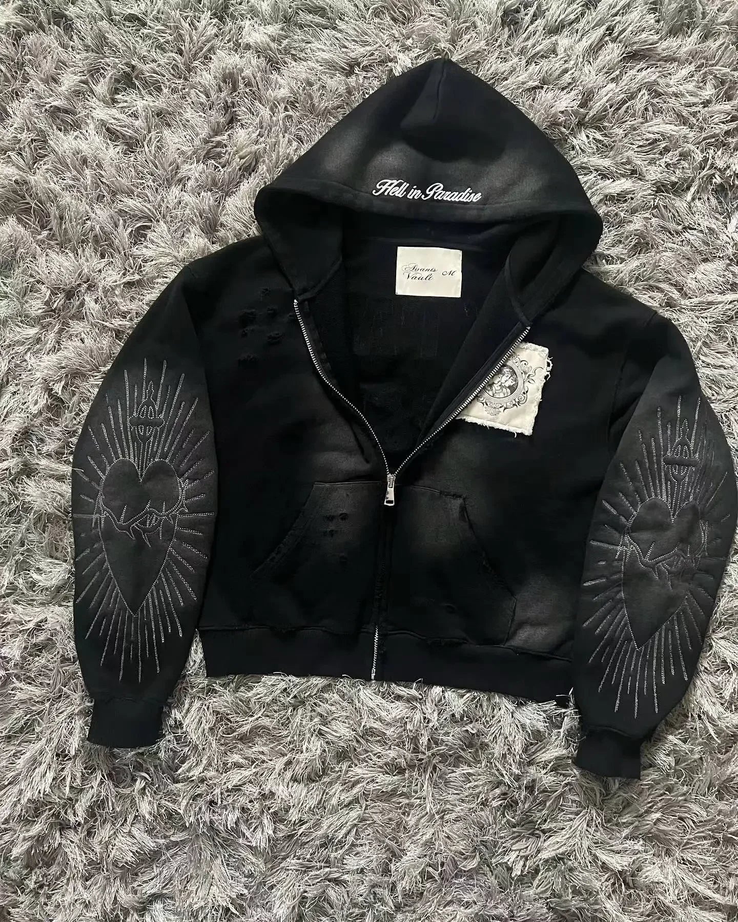 Gothic New Fashion Oversized Pattern Printed Zipper Sweater Men Y2K Vintage Hip Hop Popular Casual Joker Couple Sports Hoodies