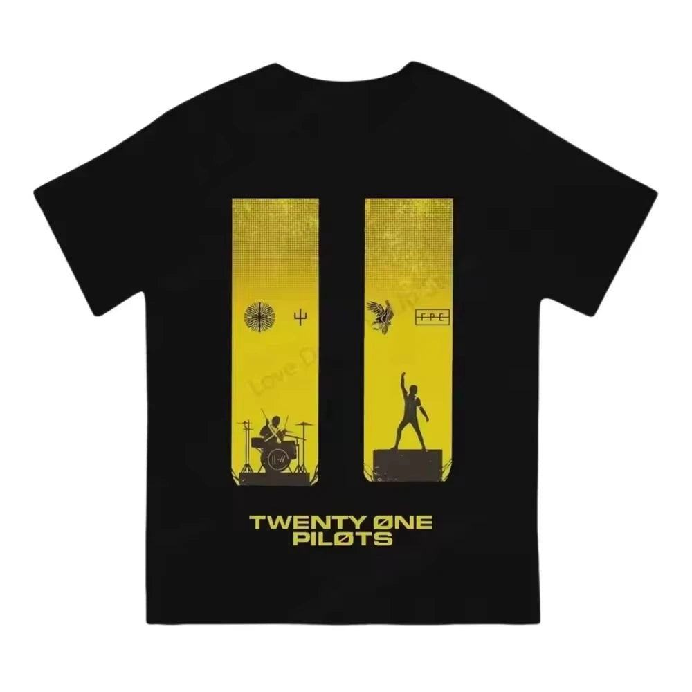 Twenty One Pilots Band World Tour Back T-shirt Women Men Short Sleeve Oversized Rapper Hip Hop Punk Street Harajuku Unisex Tees
