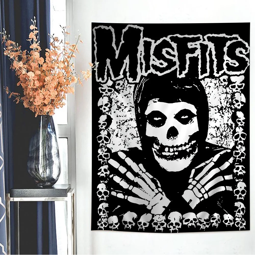 Misfits Hot Poster Horror Punk Rock Music Printed Large Wall Tapestry Hanging Tarot Hippie Wall Rugs Dorm Art Home Decor