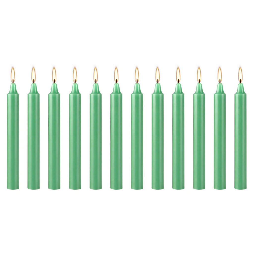 12 Pcs 3.9*0.4In（10.1*1.2Cm） Green Small Stick Candles, No Drip, No Smoke, No Scent, Household Dinner Candles, Hand-Poured, High-Quality, Suitable for Various Places and Holidays.