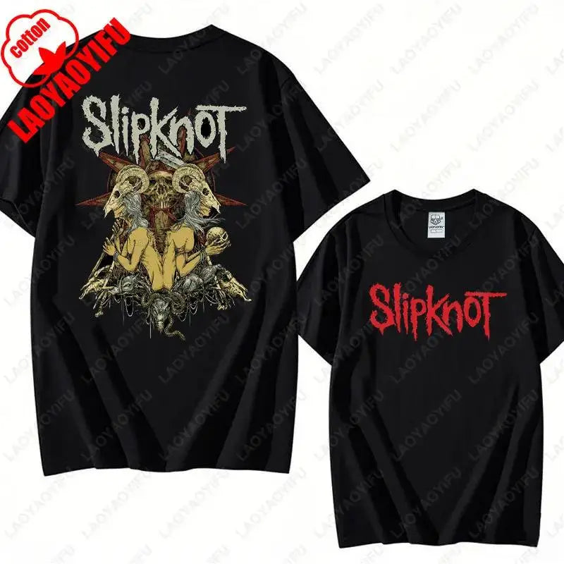 Vintage S-Slipknots Prepare for Hell Tour Black Cotton Tshirt Heavy Metal Rock Band Men Women  Hip Hop Aesthetic Graphic Tshirts