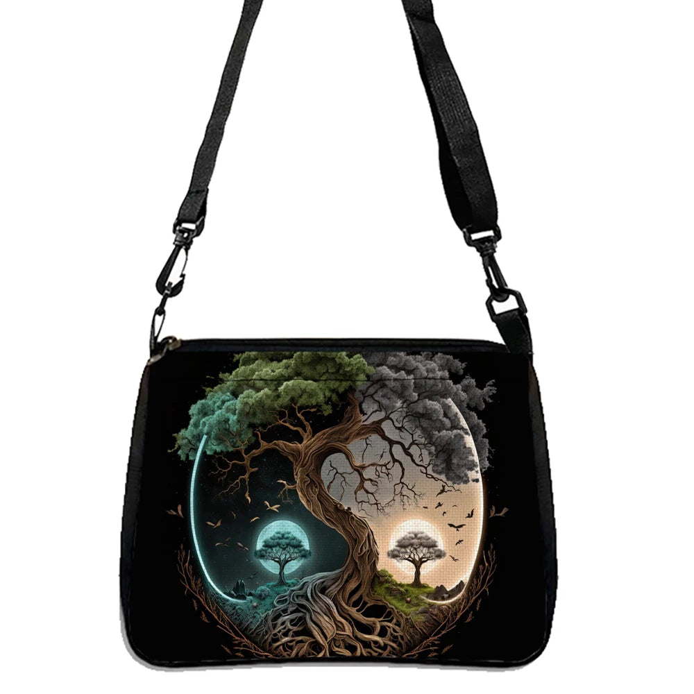 Fantasy Magic Tree Double-sided Printed Shoulder Bag, Daily Travel Shopping Bag Casual Crossbody Bag 5.21