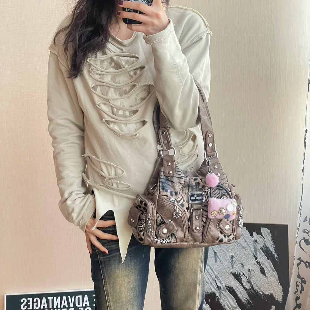 Angel Kiss Soft Tote Bag Women Handbags Small Top-handle Fashion Satchel Multi-Pockets Crossbody Shoulder Bag Hobos Phone Pack