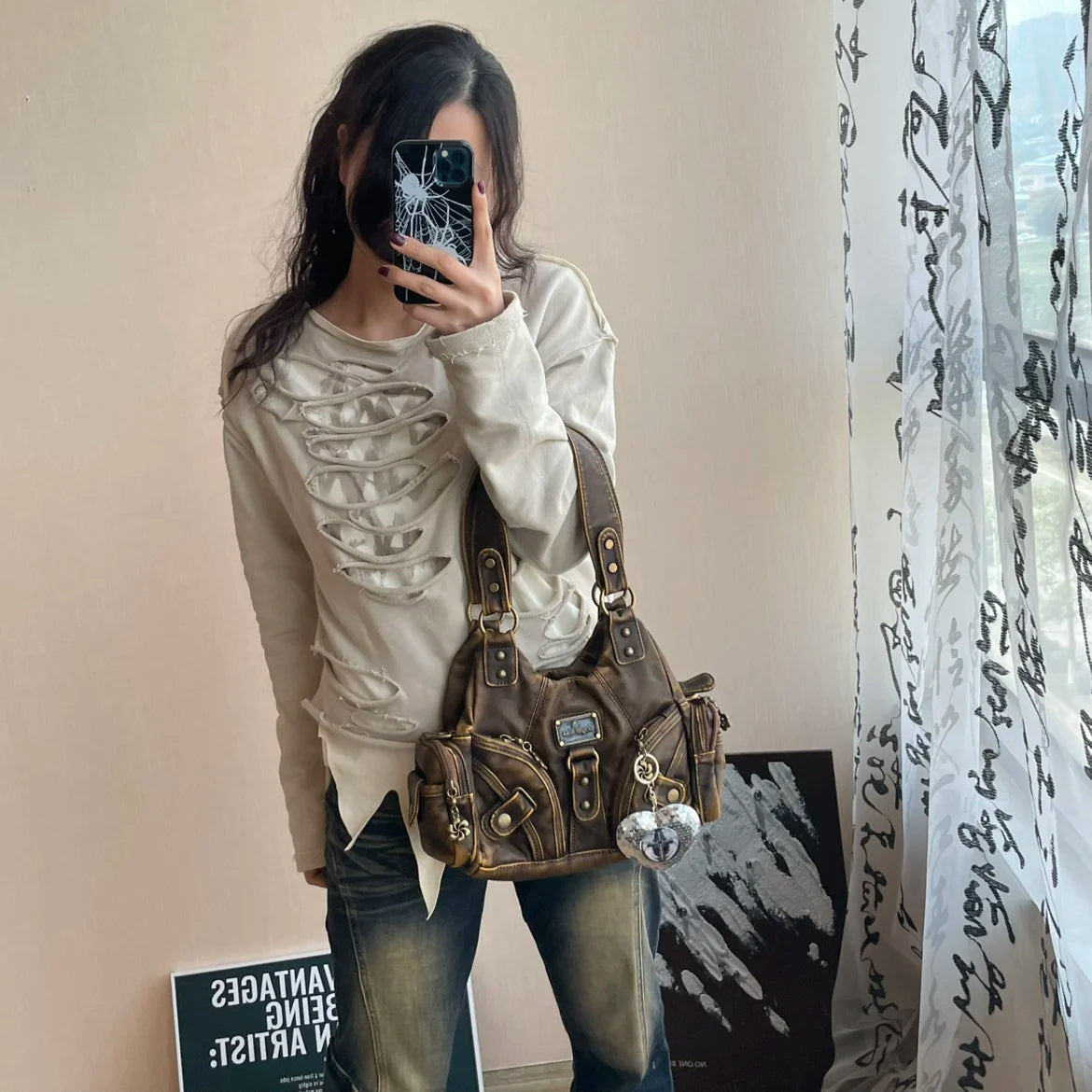 Angel Kiss Soft Tote Bag Women Handbags Small Top-handle Fashion Satchel Multi-Pockets Crossbody Shoulder Bag Hobos Phone Pack