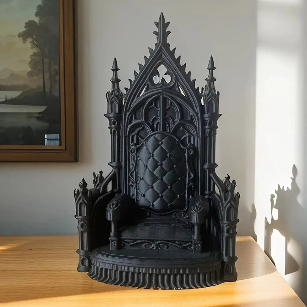 3d Printed Gothic Style Throne Exquisite Patterns Cool Look for 1/12 1/14 Doll Figure Home Decor Desk Decoration