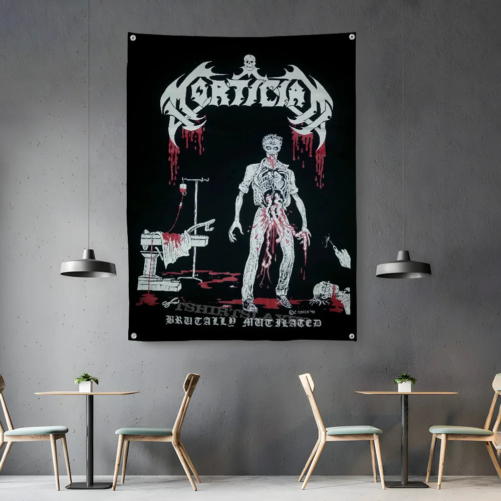 Black Metal Band Logo Wall Tapestry Heavy Rock Gothic Art Decor Bedroom Enhance spatial aesthetics without flagpole Quick Setup