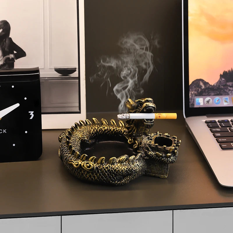 Creative Panlong Ashtray Series Decoration Living Room Office Desktop Decoration Retro Home Multi Functional Gift for Boyfriend