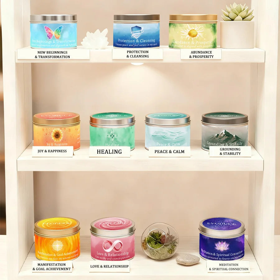 Law of Attraction Peace Ritual Candle, Lavender & Chamomile Aroma with Healing Crystals, Great for Holiday Gifting Christmas