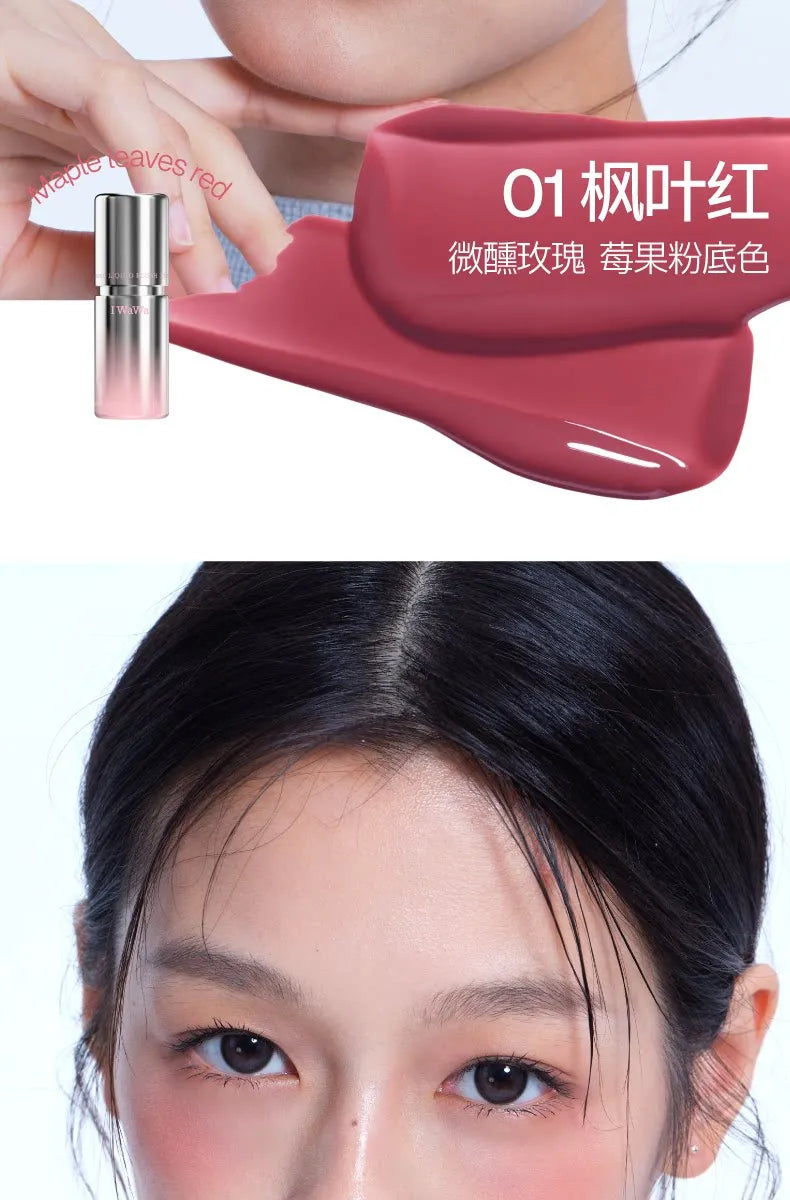I wawa Bang Bang Liquid Blush,Cheek & Lip Tint,Natural Water Glow Dewy Finish,Long-Lasting Face Makeup Blusher Stick