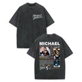 Vintage Washed Michael Jackson Album Poster Graphic T Shirt Men Women Clothing Rock Fashion T-shirt Summer Casual Loose T-shirts