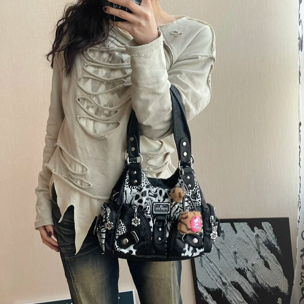 Angel Kiss Soft Tote Bag Women Handbags Small Top-handle Fashion Satchel Multi-Pockets Crossbody Shoulder Bag Hobos Phone Pack