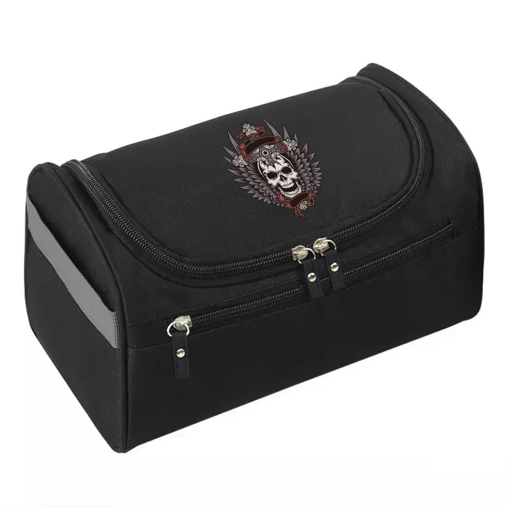 2023 MakeUp Wash Pouch Women's Travel Toiletries Bag Hook Up Cosmetic Bags Men Zipper Handbag Make Up Case Skull Print Organizer