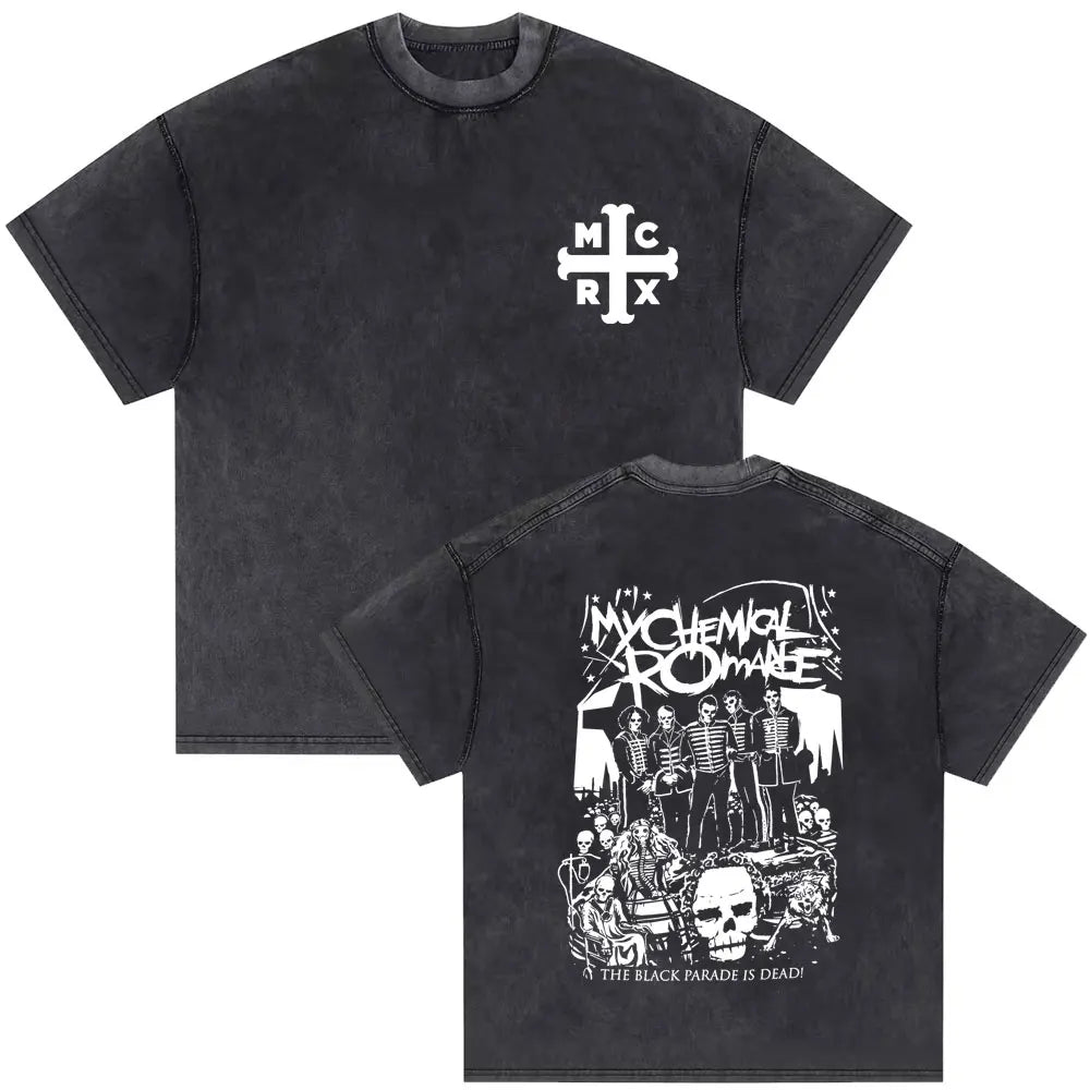 Washed Vintage My Chemical Romance 2007 Tour T Shirt Men Women Parade Punk Emo Rock Band T-shirts Man Fashion Oversized T Shirts