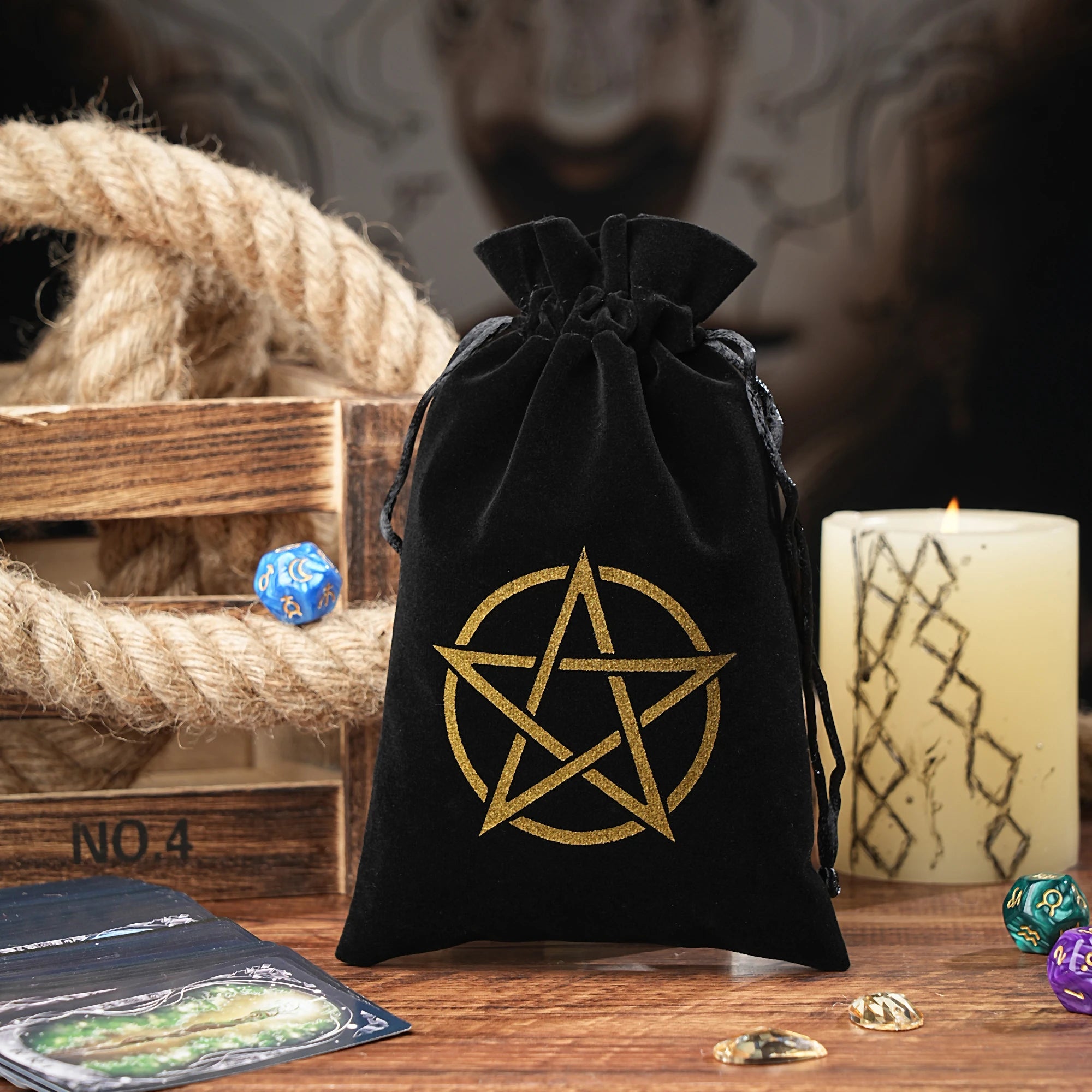 15/1pcs 14x22cm Black Velvet Moon Phase Tarots Cards Storage Bag Jewelry Pouch Travel Cosmetic Gift Bag Hand bag Coin Dice bag