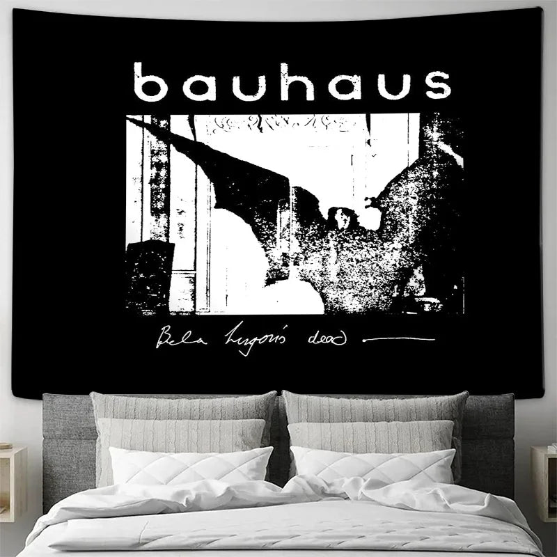 Vintage Bauhaus Tapestry Wall Hanging Gothic Dark Academia Decor Aesthetic Room Divider Home Textile Art