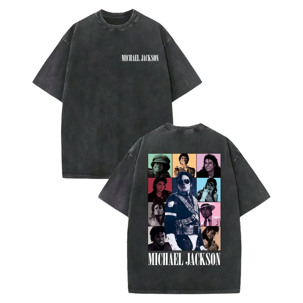 Vintage Washed Michael Jackson Album Poster Graphic T Shirt Men Women Clothing Rock Fashion T-shirt Summer Casual Loose T-shirts